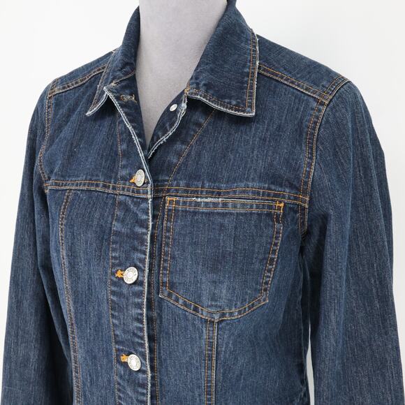 Chicos Denim Dress 0 Womens Small 4 Blue Stretch Cotton Jean Pockets Vintage - Picture 8 of 16